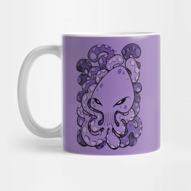 Octopus Squid Kraken Cthulhu Sea Creature - Ultra Violet Purple by BigNoseArt